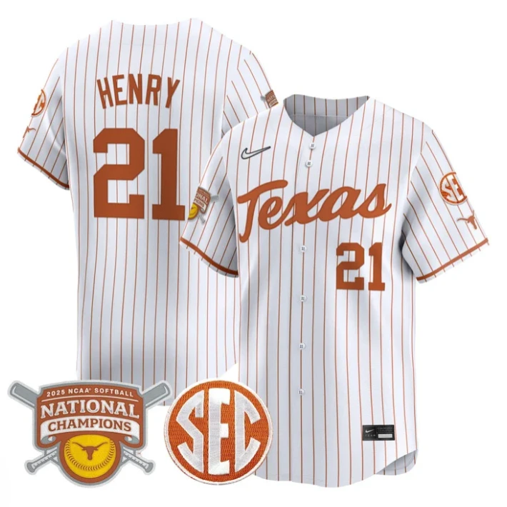 Kayden Henry Jersey #21 Texas Longhorns 2025 National Champions White Orange by My Store