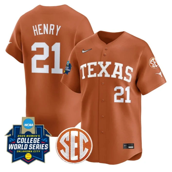 Kayden Henry Jersey #21 Texas Longhorns 2025 World Series Stitched Orange by My Store