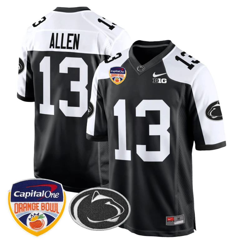 Kaytron Allen Jersey #13 Custom Penn State Orange Bowl Patch Black Alternate by My Store