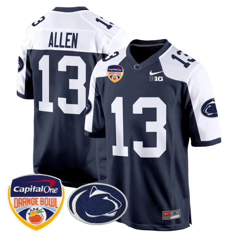 Kaytron Allen Jersey #13 Custom Penn State Orange Bowl Patch Navy Alternate by My Store