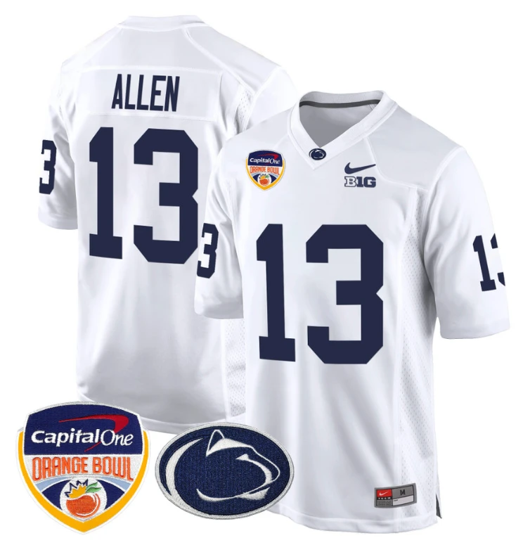 Kaytron Allen Jersey #13 Custom Penn State Orange Bowl Patch White by My Store