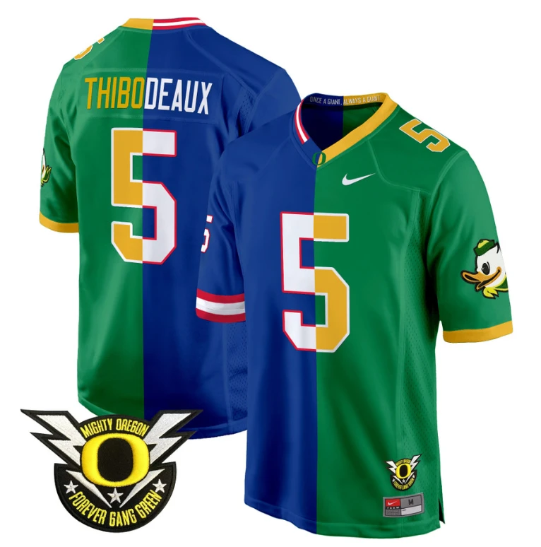 Kayvon Thibodeaux Jersey #5 Oregon Ducks Split Game College Football Stitched by NCAA Football Jersey