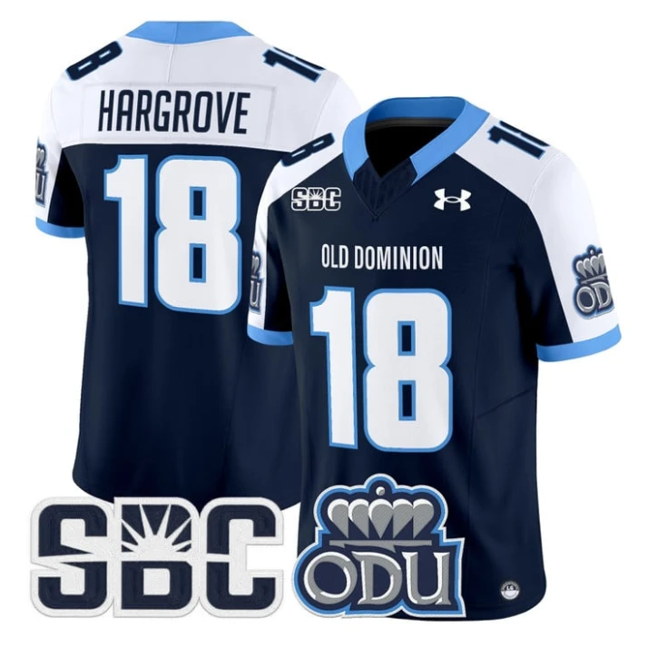 Ke'Travion Hargrove Jersey #18 Old Dominion Monarchs 2025 Stitched Navy Alter by My Store NCAA Football Jerseys