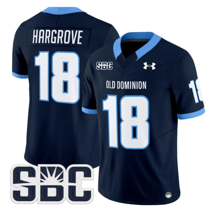 Ke'Travion Hargrove Jersey #18 Old Dominion Monarchs 2025 Vapor Stitched Navy by My Store NCAA Football Jerseys