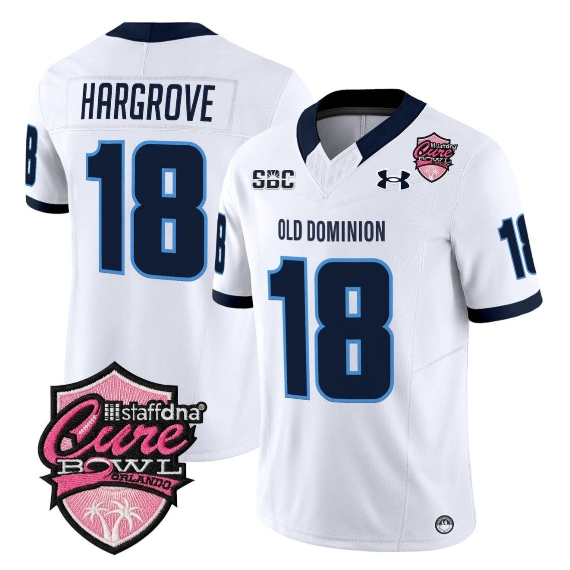 Ke'Travion Hargrove Jersey #18 Old Dominion Monarchs 2025 Cure Bowl Stitched by My Store NCAA Football Jerseys