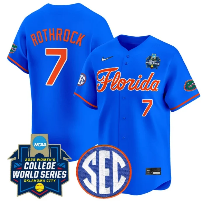 Keagan Rothrock Jersey #7 Florida Gators Softball 2025 World Series Stitched Royal by My Store