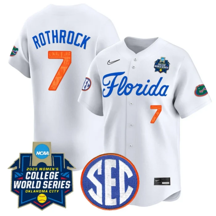 Keagan Rothrock Jersey #7 Florida Gators Softball 2025 World Series Stitched White by My Store