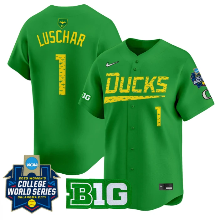 Kedre Luschar Jersey #1 Oregon Ducks Softball 2025 World Series Stitched Green by My Store