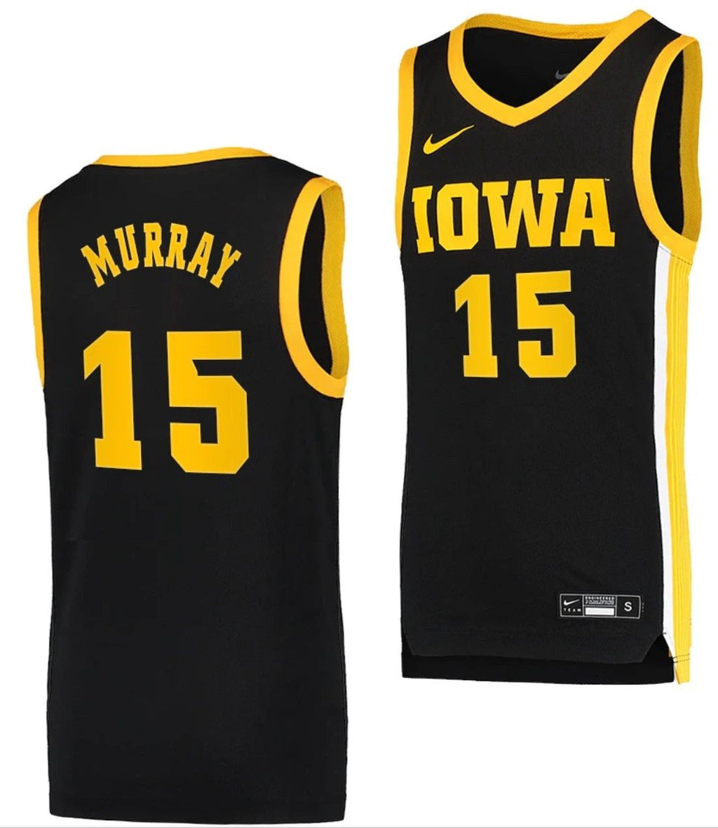 Keegan Murray Jersey Iowa Hawkeyes College Basketball Black Swingman #15 by My store basketball