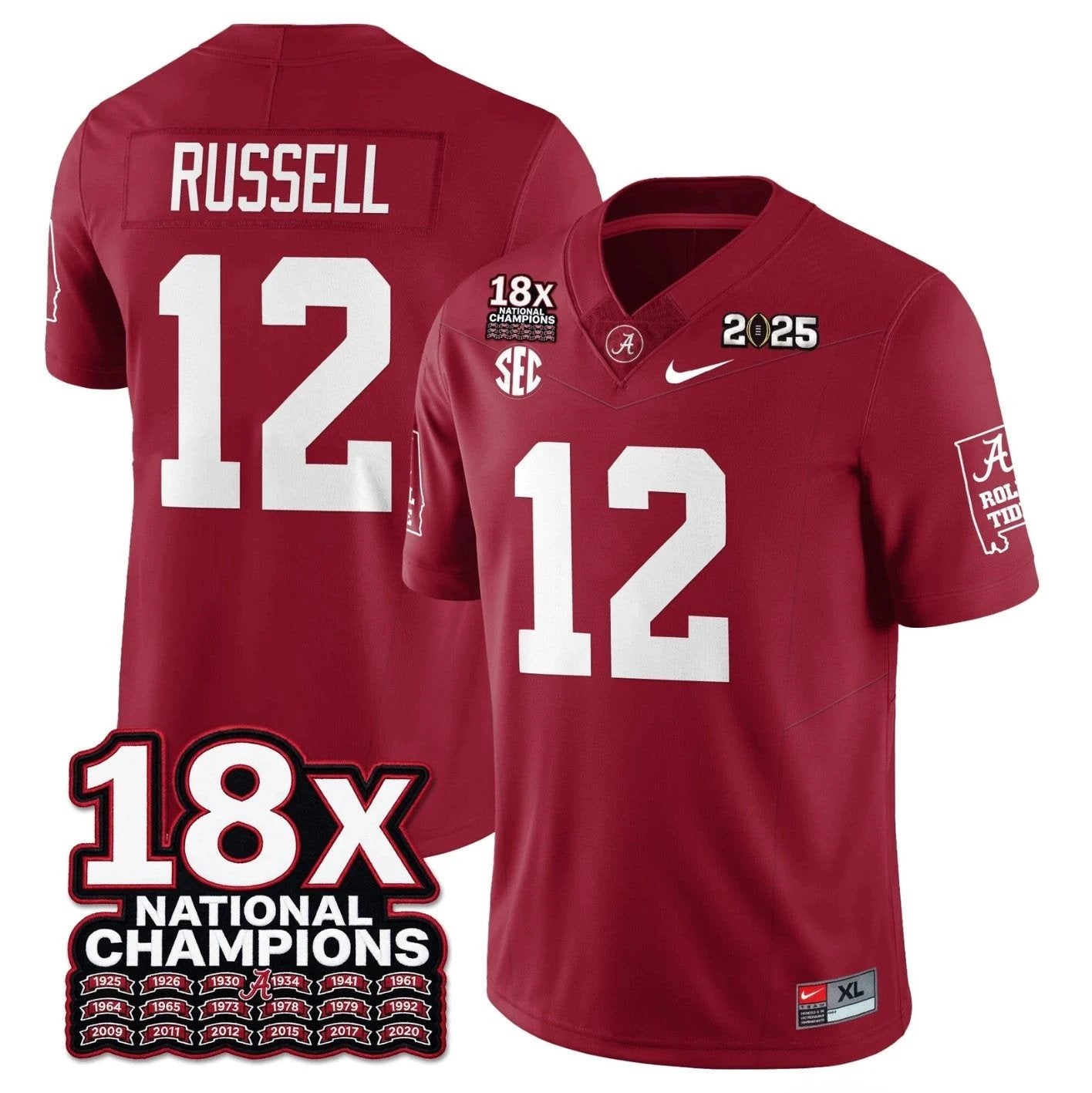 Keelon Russell Jersey #12 Alabama Crimson 18x-Time National Champions by My Store NCAA Football Jerseys