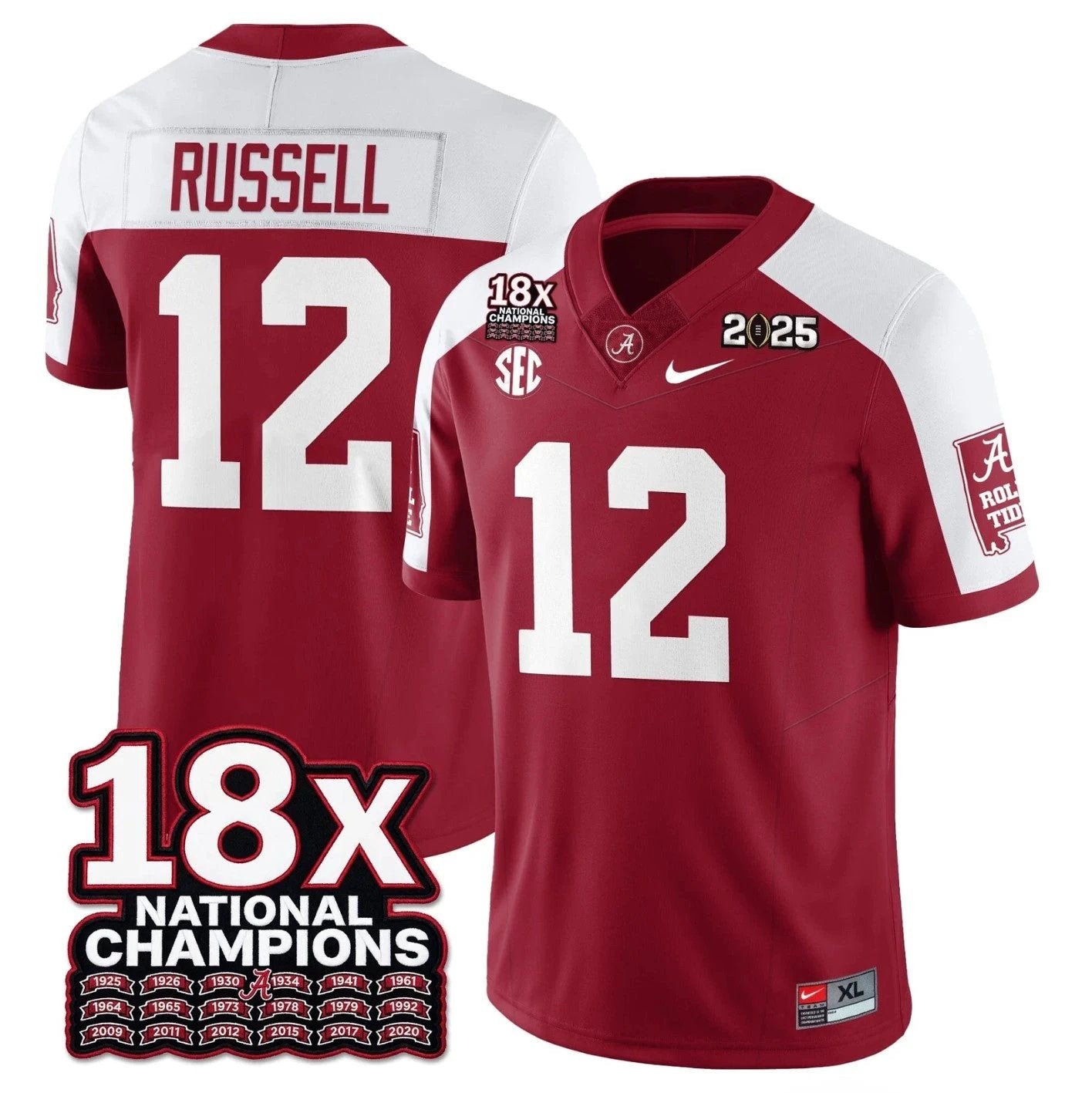 Keelon Russell Jersey #12 Alabama Crimson 18x-Time National Champions by My Store NCAA Football Jerseys