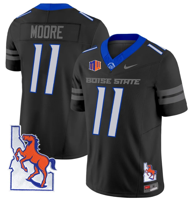 Kellen Moore Jersey #11 Boise State Broncos 2024 Map Patch Vapor Football Black by My Store
