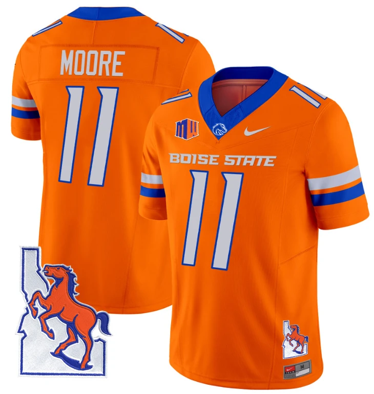 Kellen Moore Jersey #11 Boise State Broncos 2024 Map Patch Vapor Football Orange by My Store