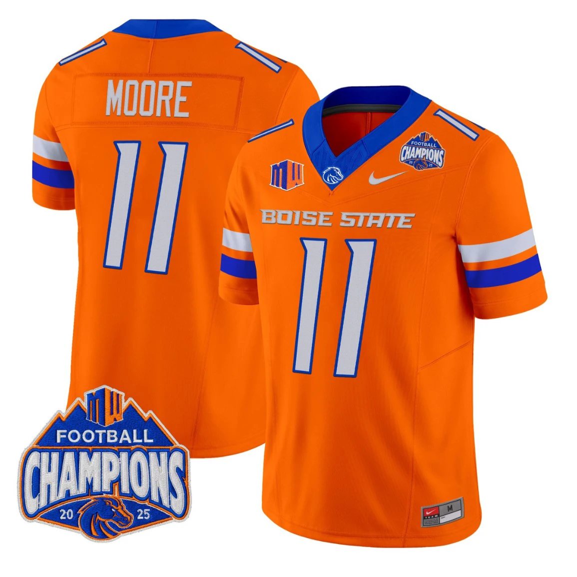 Kellen Moore Jersey #11 Boise State Broncos 2025 Mountain West Champions Orange by NCAA Football Jersey