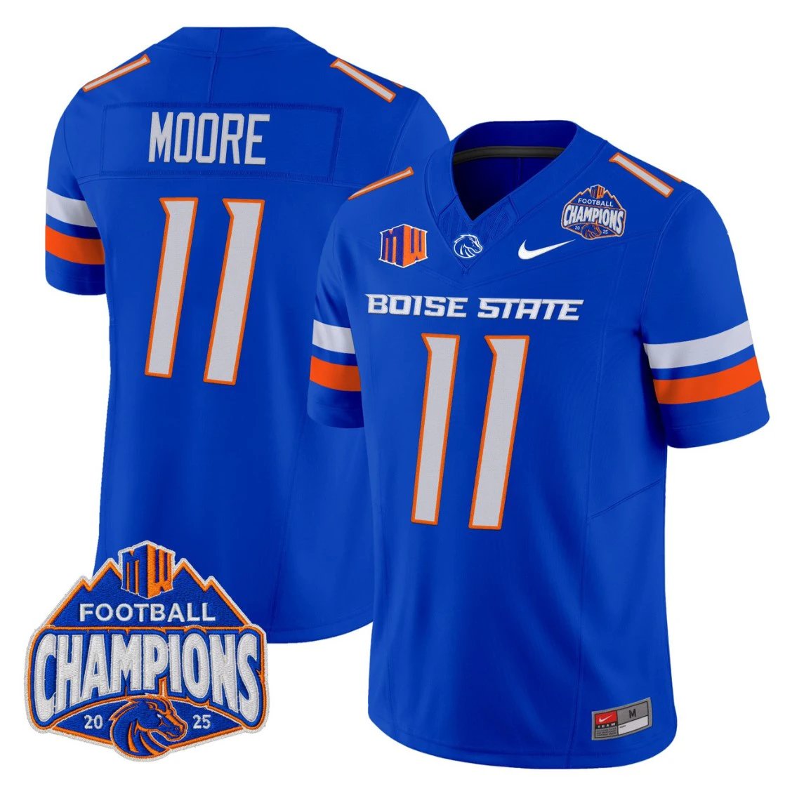 Kellen Moore Jersey #11 Boise State Broncos 2025 Mountain West Champions Royal by NCAA Football Jersey