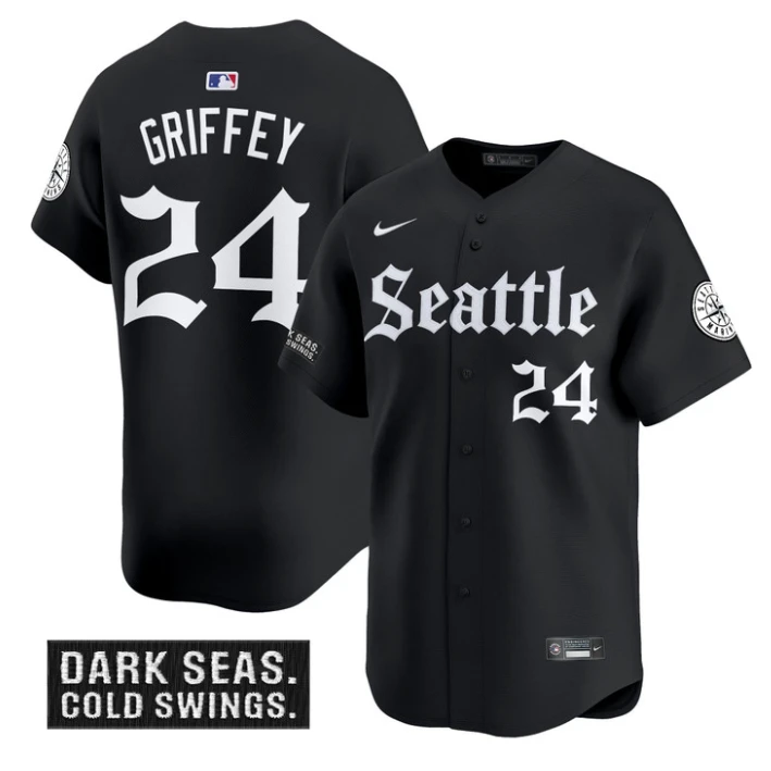 Ken Griffey Jr Jersey #24 Seattle Mariners Deep Sea Gothic Edition Limited Stitched Black by My Store