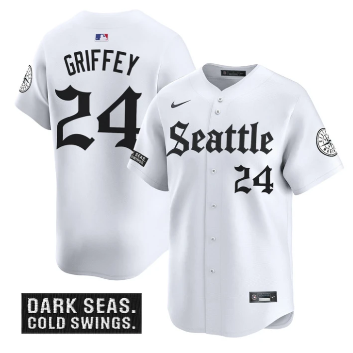 Ken Griffey Jr Jersey #24 Seattle Mariners Deep Sea Gothic Edition Limited Stitched White by My Store