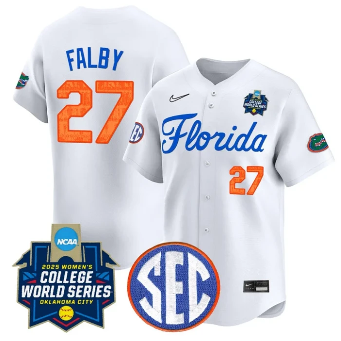 Kendra Falby Jersey #27 Florida Gators Softball 2025 World Series Stitched White by My Store