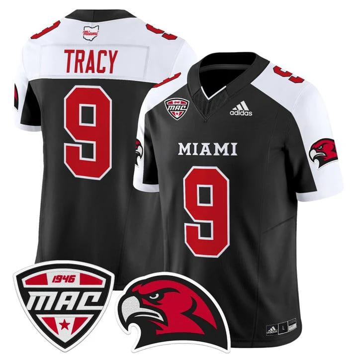 Kenny Tracy Jersey #9 Miami OH RedHawks 2025 Vapor Limited Stitched by My Store NCAA Football Jerseys