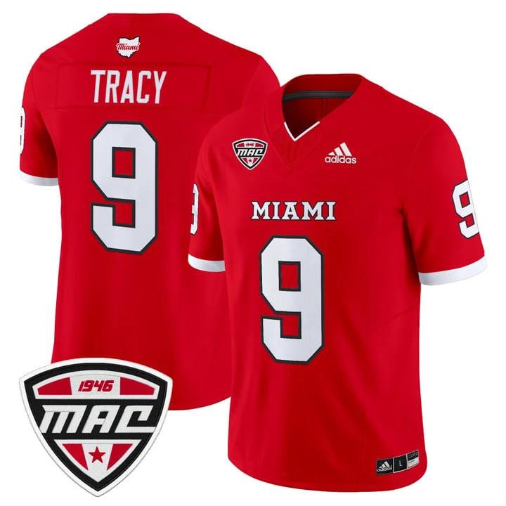 Kenny Tracy Jersey #9 Miami OH RedHawks 2025 Vapor Limited Stitched by My Store NCAA Football Jerseys