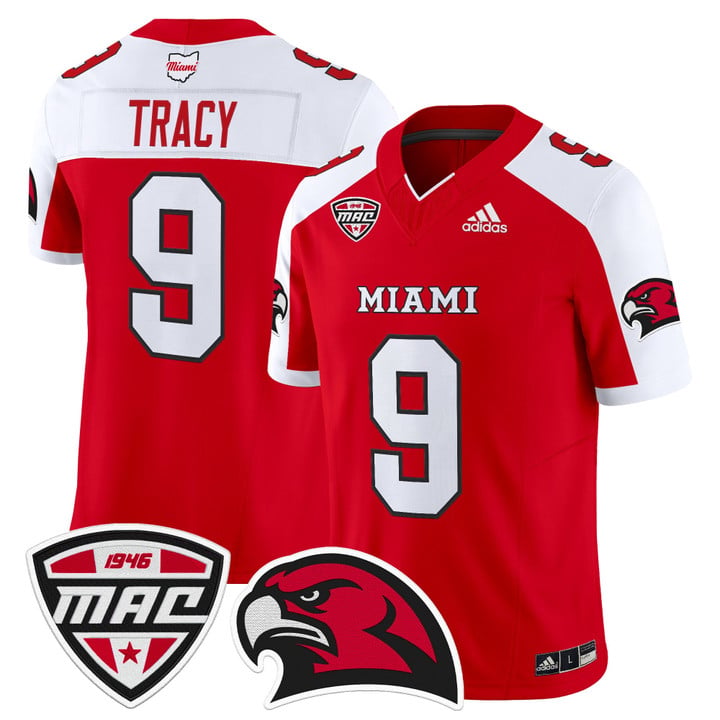 Kenny Tracy Jersey #9 Miami OH RedHawks 2025 Vapor Limited Stitched by My Store NCAA Football Jerseys