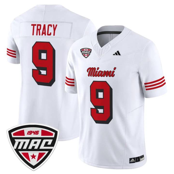 Kenny Tracy Jersey #9 Miami OH RedHawks 2025 Vapor Limited Stitched by My Store NCAA Football Jerseys