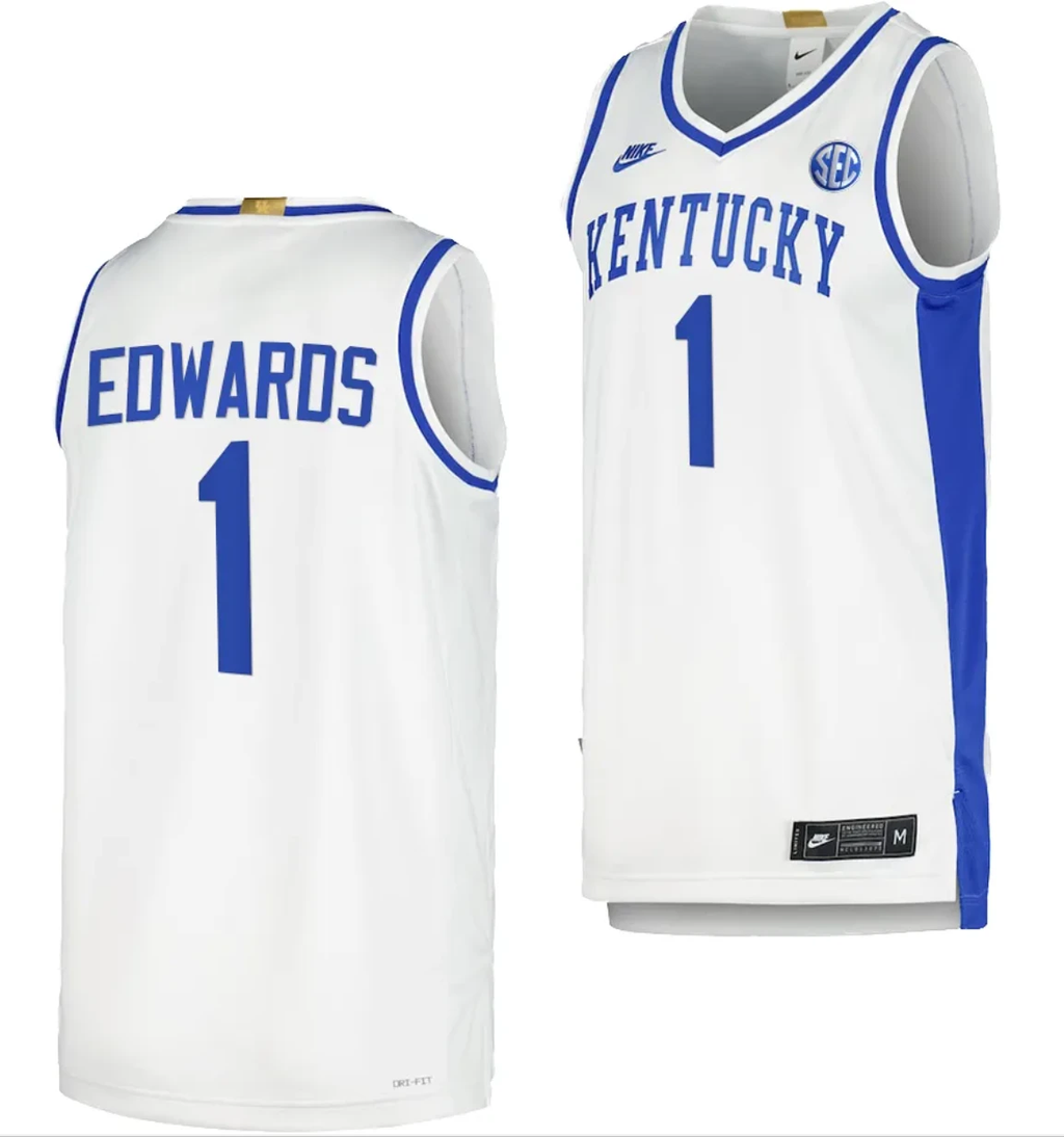 Kentucky Wildcats Justin Edwards Jersey #1 Limited Retro Basketball White 2023-24 by My store basketball