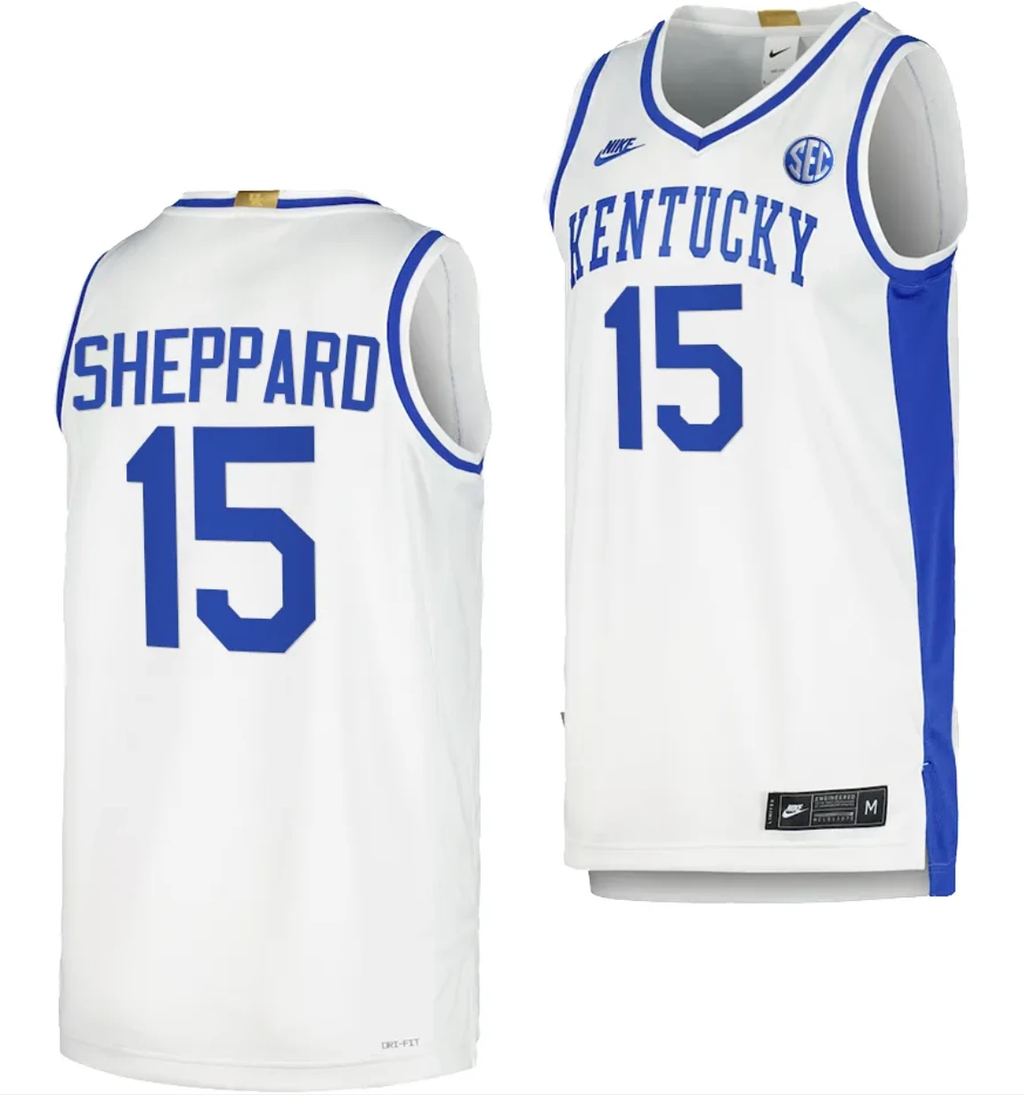 Kentucky Wildcats Reed Sheppard Jersey #15 Limited Retro Basketball White 2023-24 by My store basketball