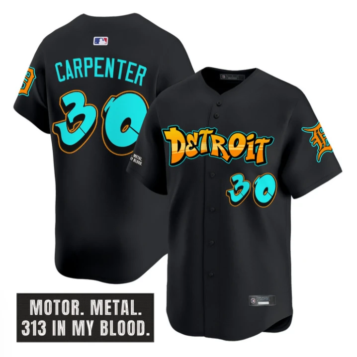 Kerry Carpenter Jersey #30 Detroit Tigers Graffiti Motor City Edition Black by My Store