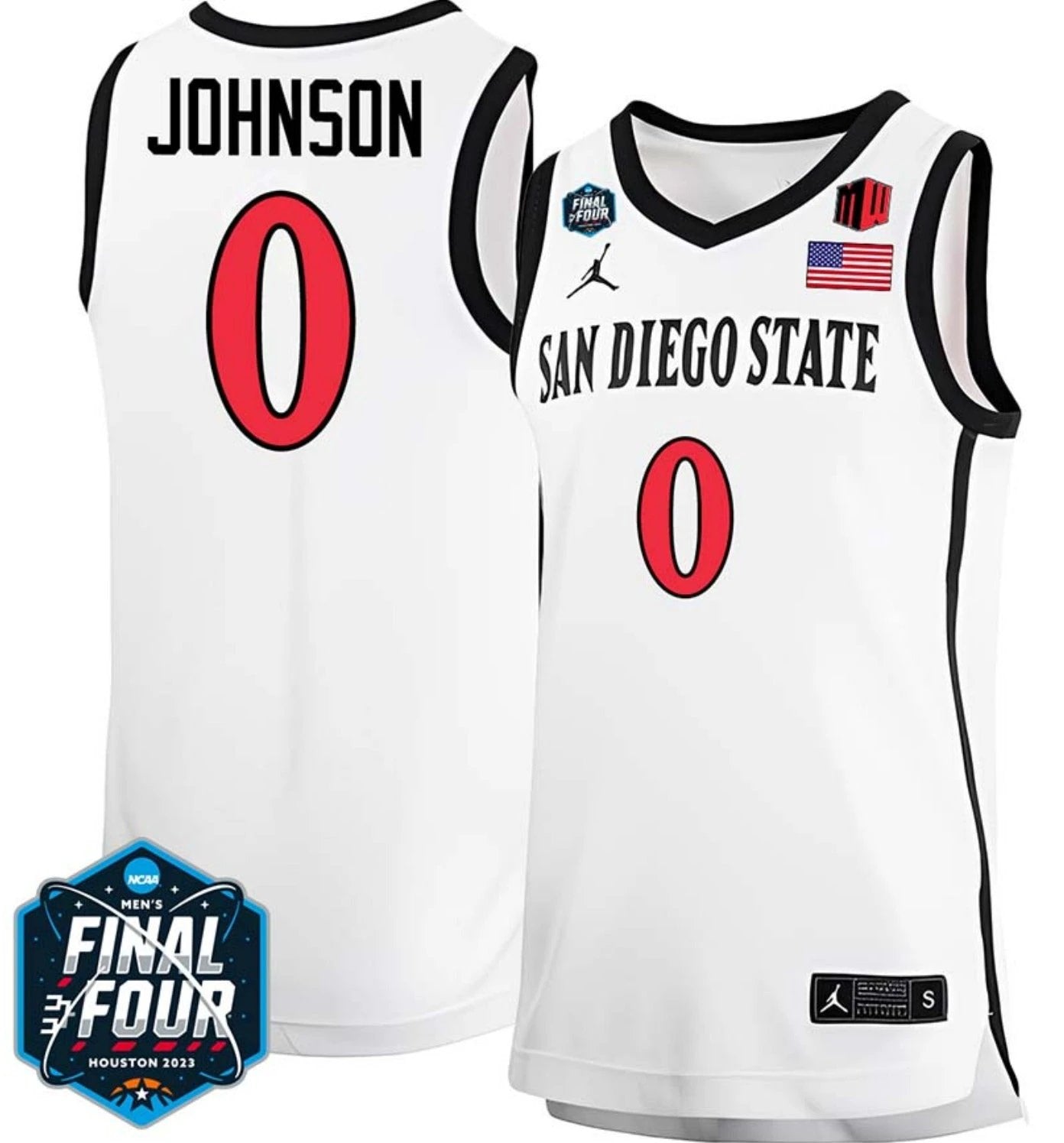 Keshad Johnson Jersey San Diego State Aztecs College Basketball 2023 NCAA Final Four White #0 by My store basketball