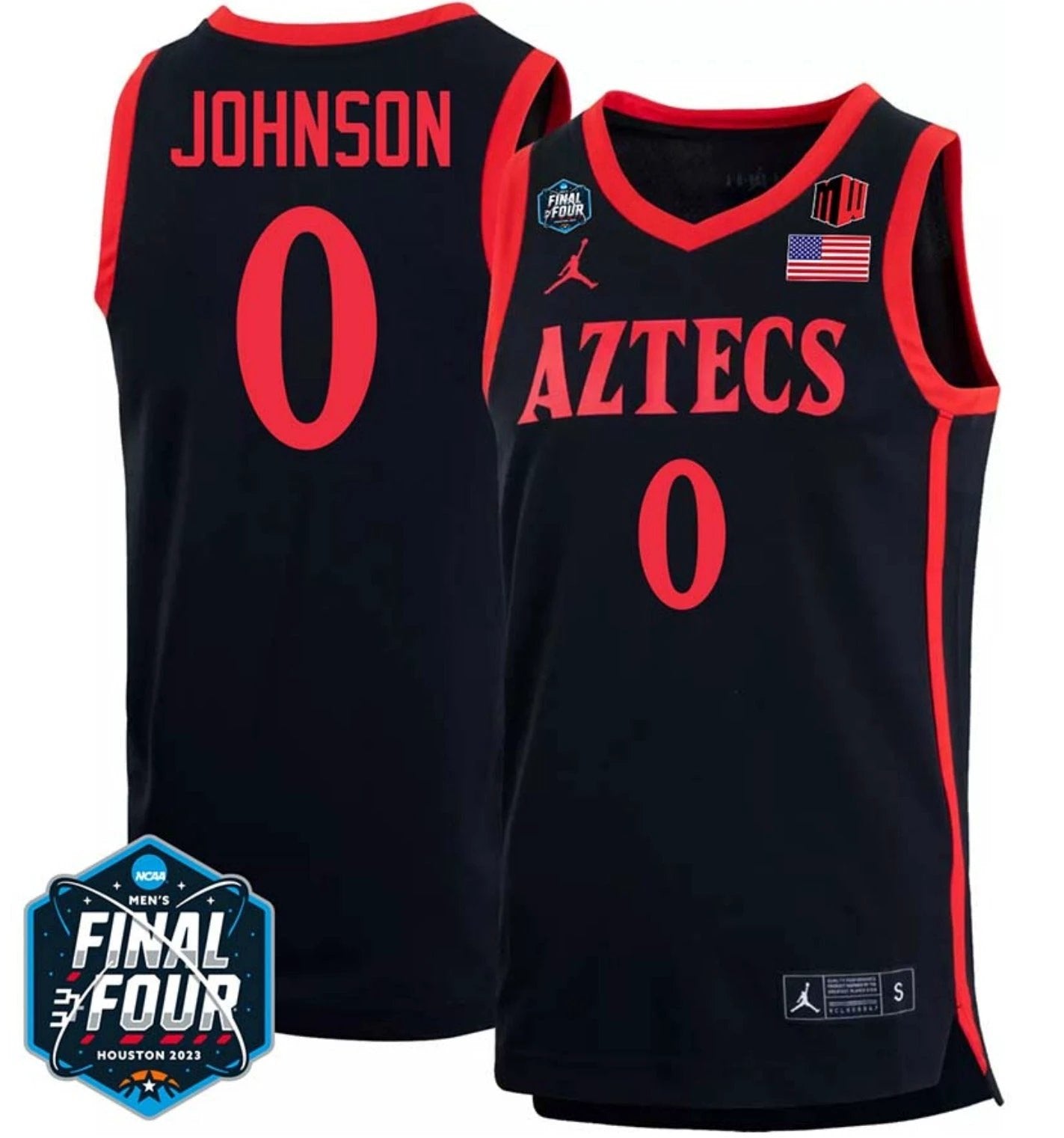 Keshad Johnson Jersey San Diego State Aztecs College Basketball 2023 NCAA Final Four Black #0 by My store basketball