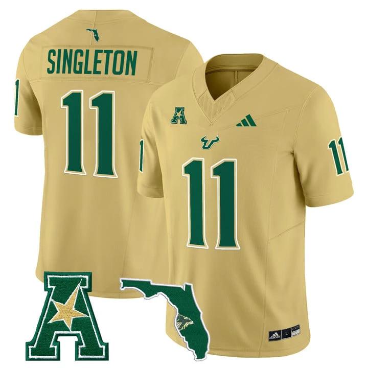 Keshaun Singleton Jersey #11 South Florida Bulls 2025 Limited Stitched Gold by My Store NCAA Football Jerseys