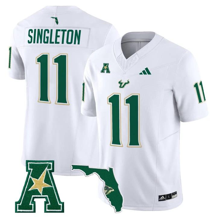 Keshaun Singleton Jersey #11 South Florida Bulls 2025 Limited Stitched White by My Store NCAA Football Jerseys