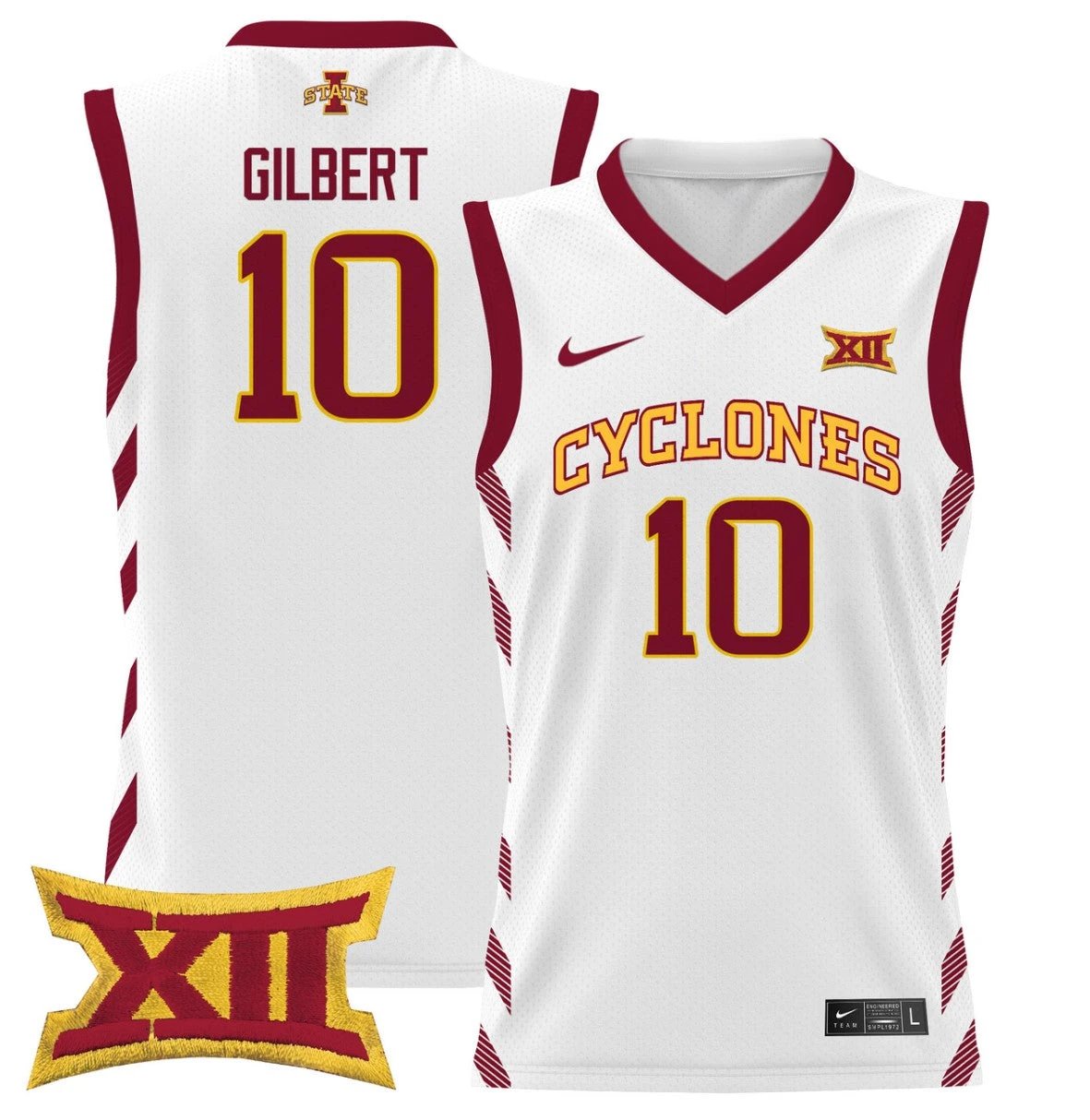 Keshon Gilbert Jersey #10 Iowa State 2024 Lightweight Basketball White by My store basketball