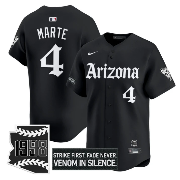 Ketel Marte Jersey #4 Arizona Diamondbacks Gothic Desert Fang Edition Black by My Store