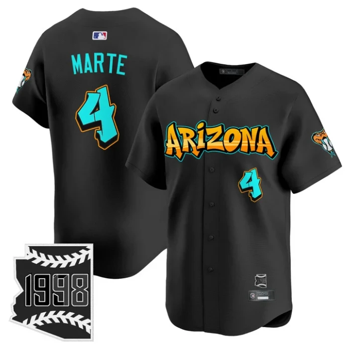 Ketel Marte Jersey #4 Arizona Diamondbacks Graffiti Desert Ink Edition Black by My Store
