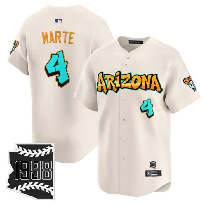 Ketel Marte Jersey #4 Arizona Diamondbacks Graffiti Desert Ink Edition Cream by My Store