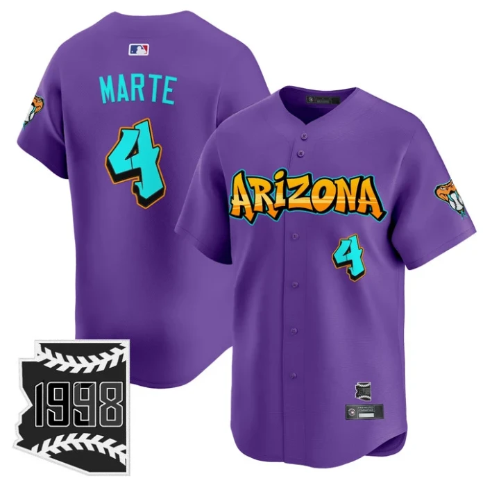 Ketel Marte Jersey #4 Arizona Diamondbacks Graffiti Desert Ink Edition Purple by My Store