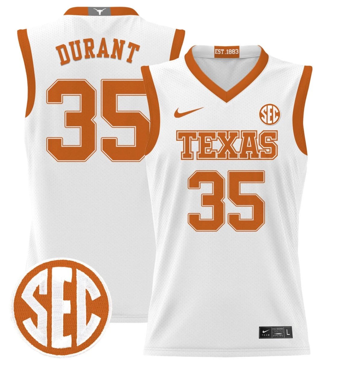 Kevin Durant Jersey #35 Texas Longhorns 2024 Lightweight Basketball White by My store basketball