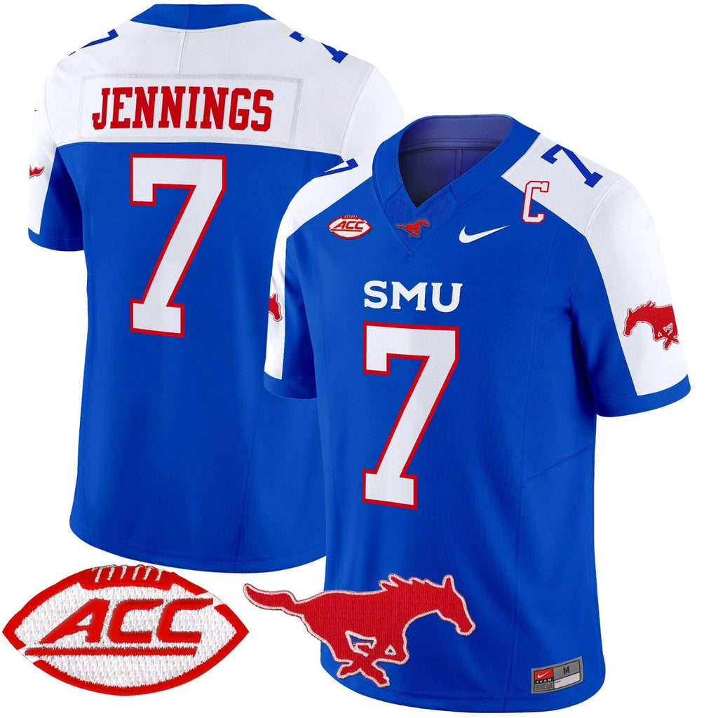 Kevin Jennings Jersey #7 SMU Mustangs 2025 Vapor Limited Stitched Blue Alter by My Store