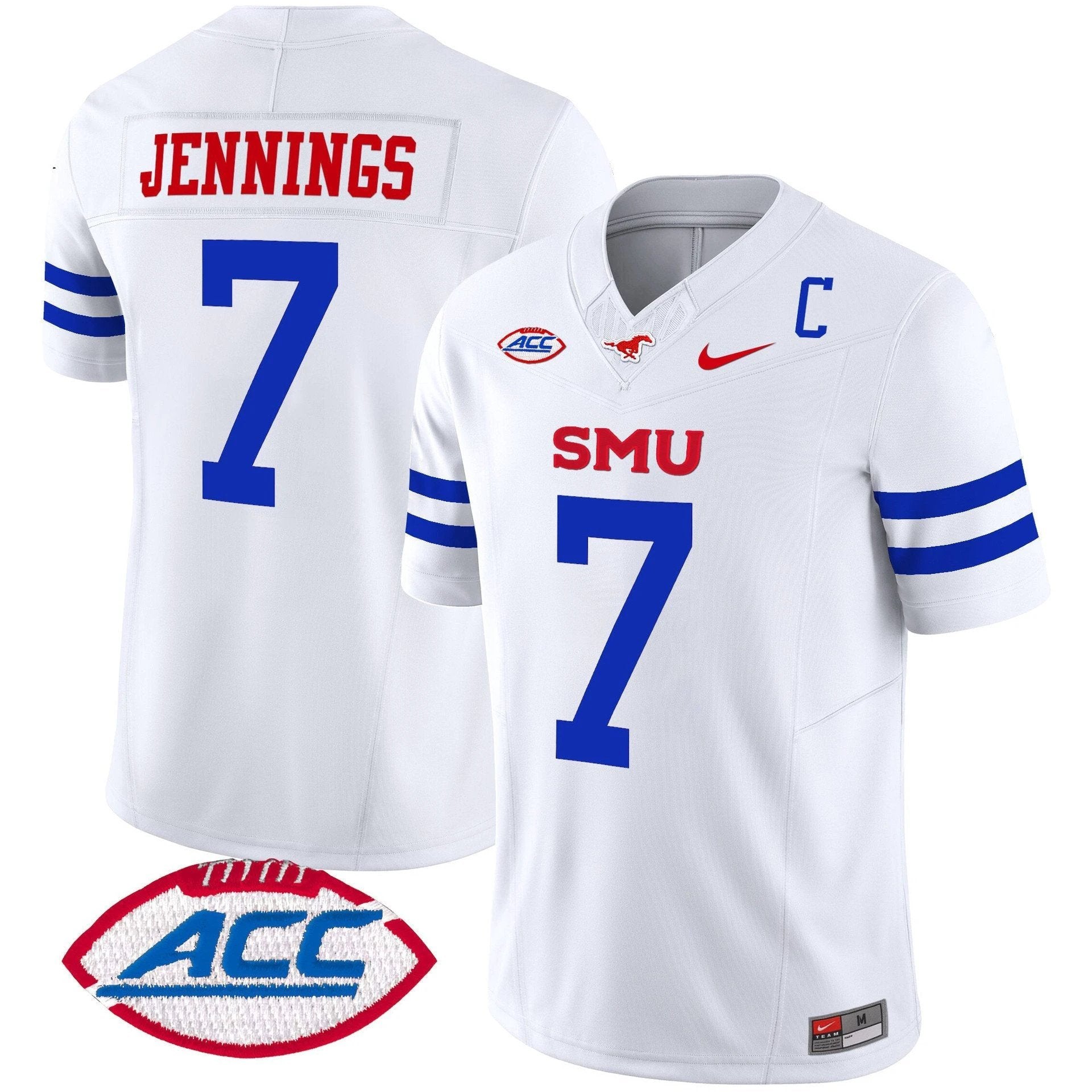 Kevin Jennings Jersey #7 SMU Mustangs 2025 Vapor Limited Stitched Ice White by My Store