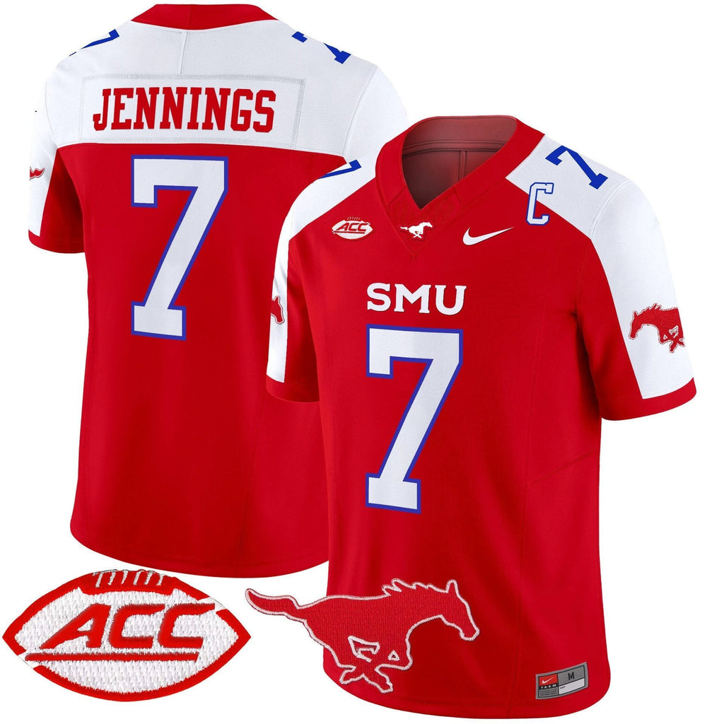 Kevin Jennings Jersey #7 SMU Mustangs 2025 Vapor Limited Stitched Red Alter by My Store
