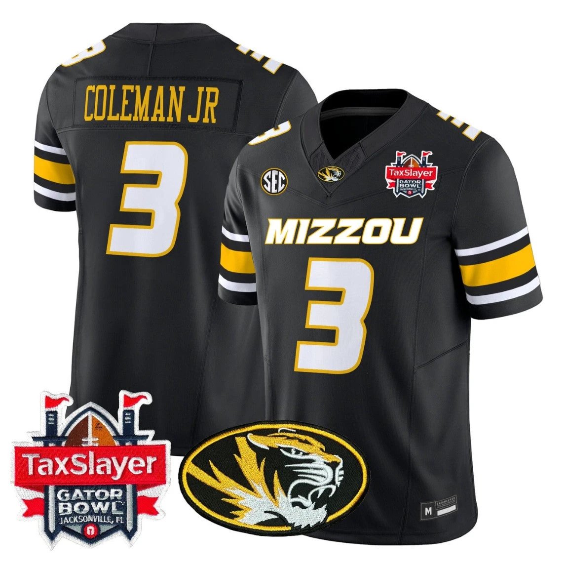 Kevin Coleman Jr Jersey #3 Missouri Tigers 2025 Gator Bowl Vapor Stitched by My Store NCAA Football Jerseys