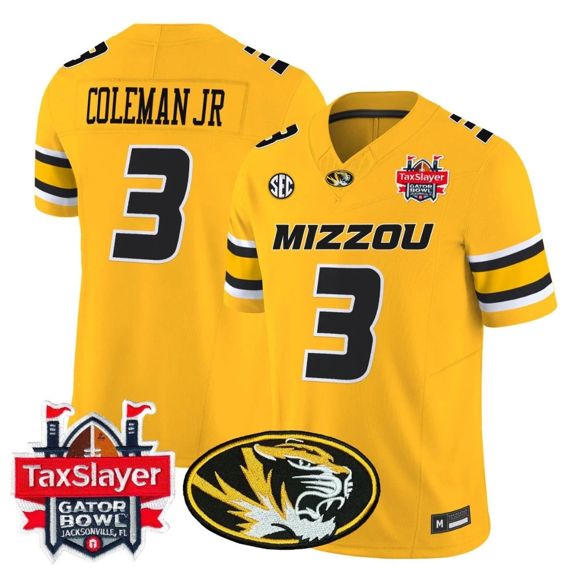 Kevin Coleman Jr Jersey #3 Missouri Tigers 2025 Gator Bowl Vapor Stitched by My Store NCAA Football Jerseys