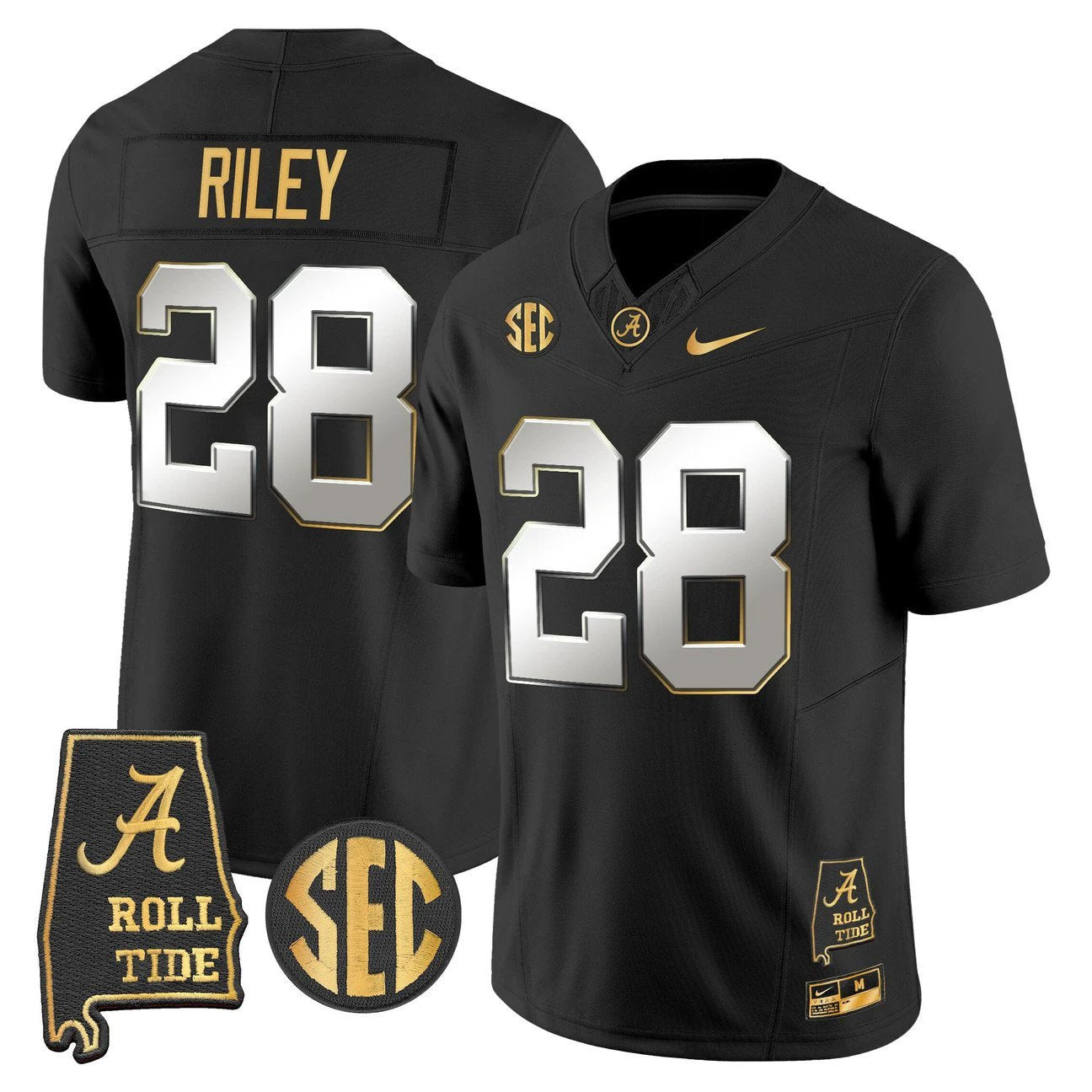 Kevin Riley Jersey #28 Alabama Crimson Tide 2025 Gold Vapor Stitched by My Store NCAA Football Jerseys