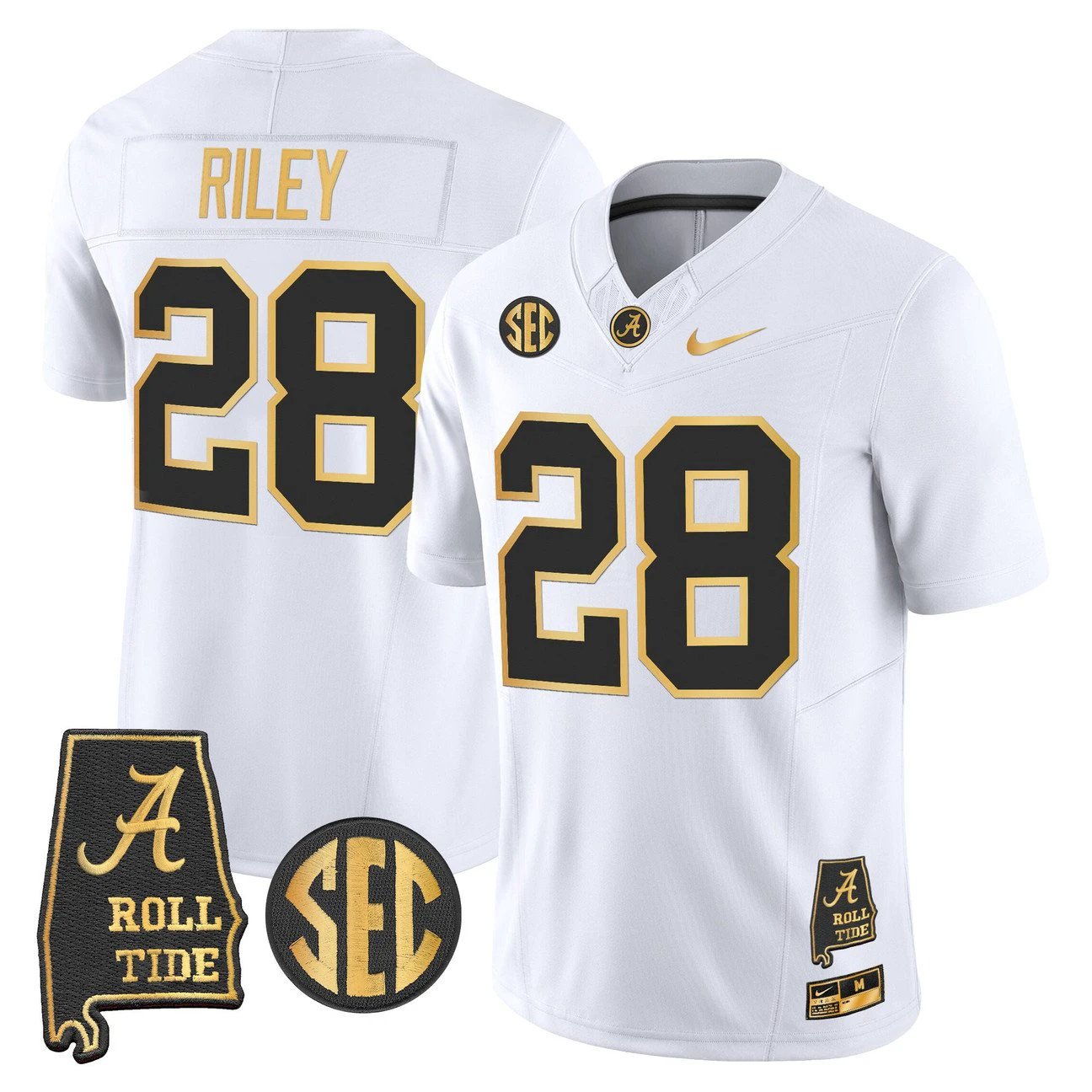 Kevin Riley Jersey #28 Alabama Crimson Tide 2025 Gold Vapor Stitched by My Store NCAA Football Jerseys