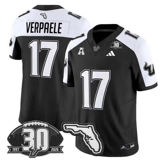Kevin Wade Verpaele Jersey #17 South Florida Bulls 30th Patch Stitched by My Store NCAA Football Jerseys