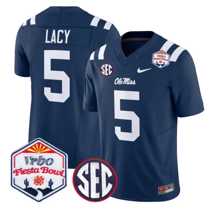 Kewan Lacy Jersey #5 Ole Miss Rebels 2026 Fiesta Bow Vapor Stitched Navy by NCAA Football Jersey