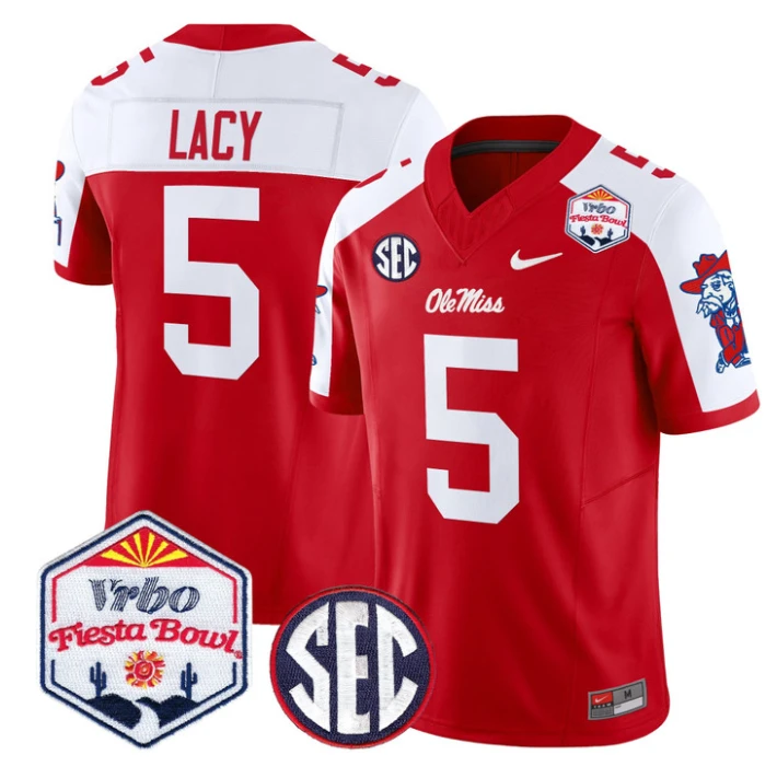 Kewan Lacy Jersey #5 Ole Miss Rebels 2026 Fiesta Bow Vapor Stitched Red Alternate by NCAA Football Jersey