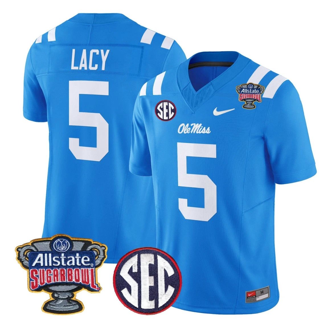 Kewan Lacy Jersey #5 Ole Miss Rebels 2026 Sugar Bowl Patch Stitched by My Store NCAA Football Jerseys